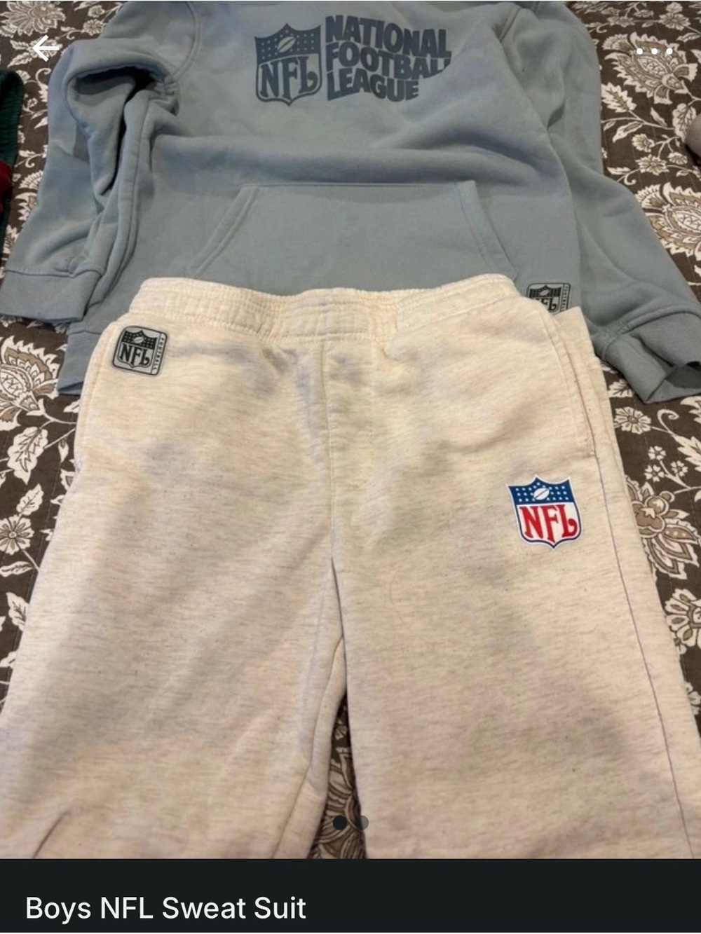 NFL Boys Cream Sweatpants with Red & Blue Shield Logo